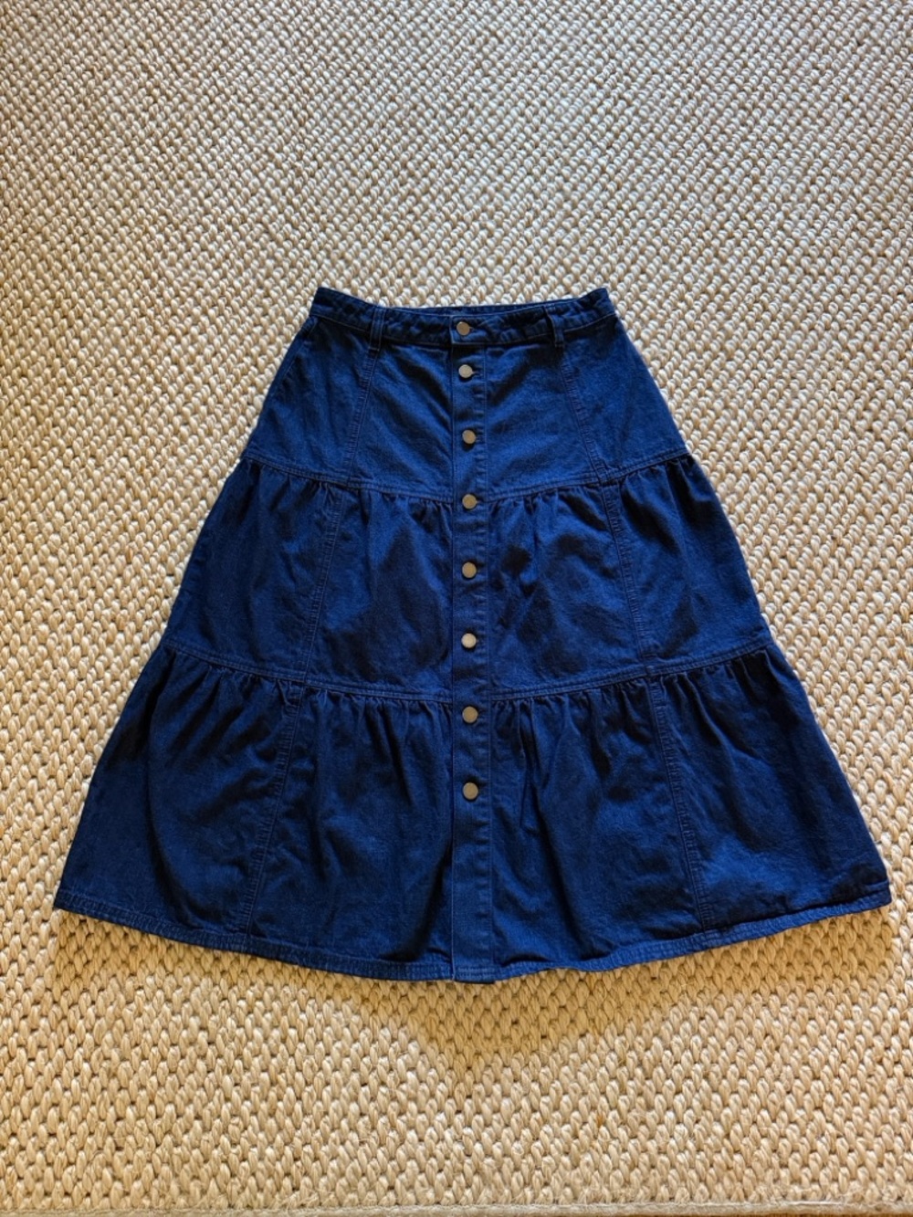 Ann Taylor Tiered Denim Western Style Button-Front Skirt